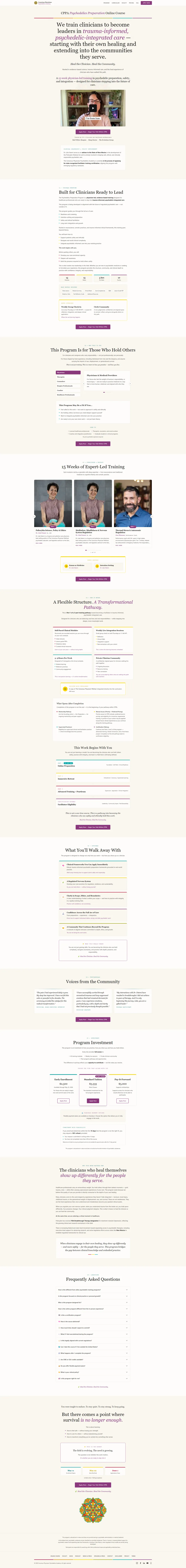 Conscious Physicians Psychedelics Academy marketing website