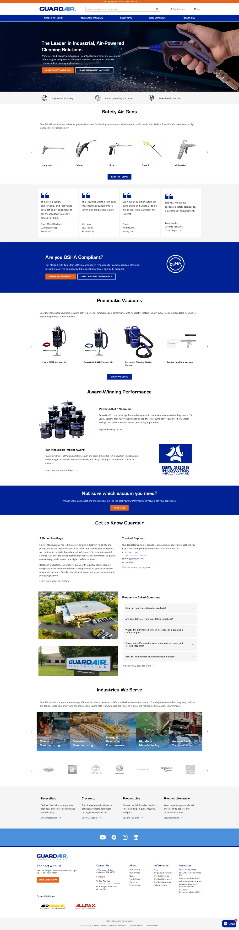 Guardair marketing website